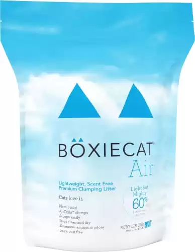 Boxiecat Air Lightweight Premium Clumping Cat Litter -Scent Free- 6.5 lb- Plant-Based Formula- Stays Ultra Clean, Longer Lasting Odor Control, 99.9% Dust Free