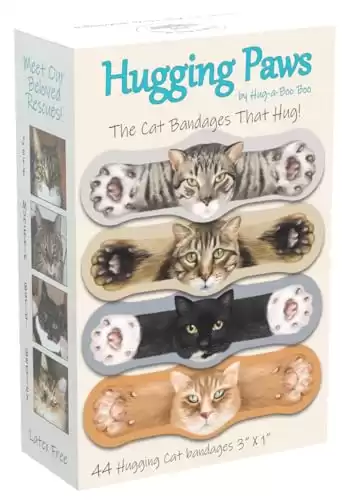 Hugging Paws - Premium Adhesive Cat Bandages from Hug-a-BooBoo, The Amazing Cat Bandages That Hug! Beautiful Bandages with Watercolor Paintings of Rescue Cats!