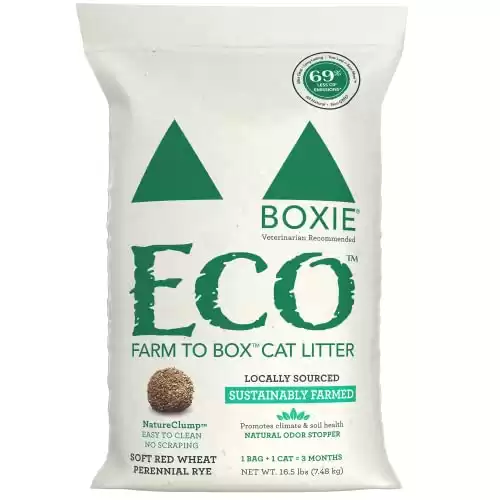Boxiecat Eco Farm to Box Ultra Sustainable Cat Litter -Scent Free- 16.5 lb- Lightweight, Plant-based Premium Clumping Formula- All Natural Odor Control, Stays Ultra Clean