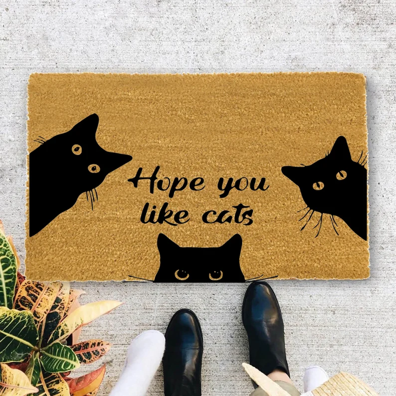 "Hope You Like Cats" Doormat