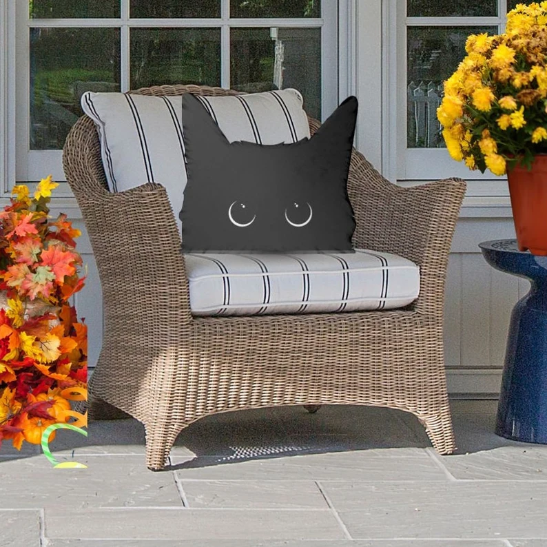 Black Cat Shaped Halloween Pillow